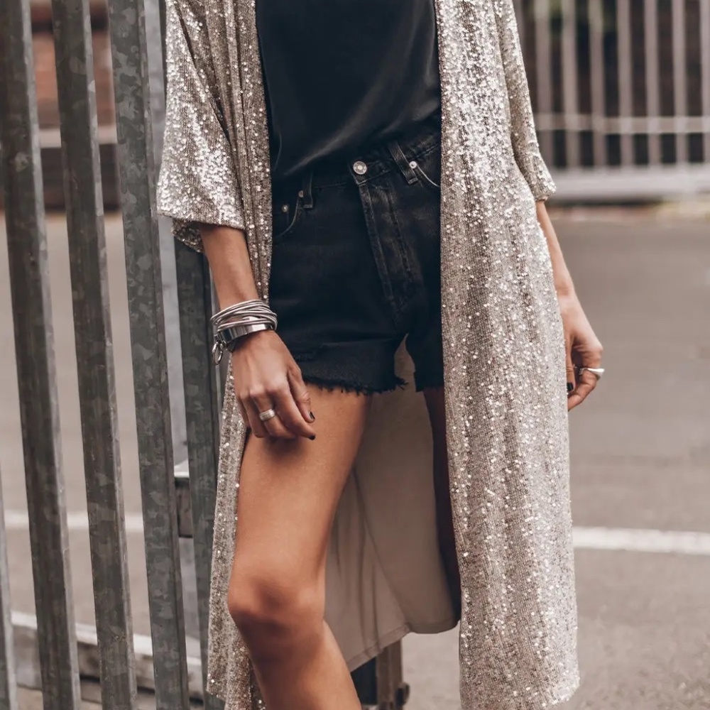 Sequin Open Front Duster